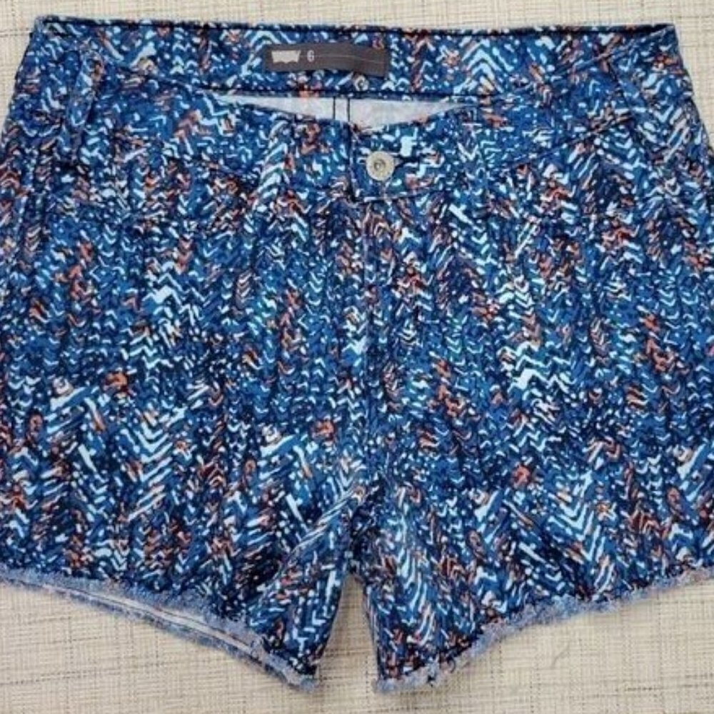 LEVI'S CUT Off Festival Blue Orange Raw Hem Shorts 6 - Picture 2 of 9